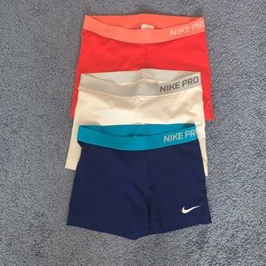 3 Nike pro shorts